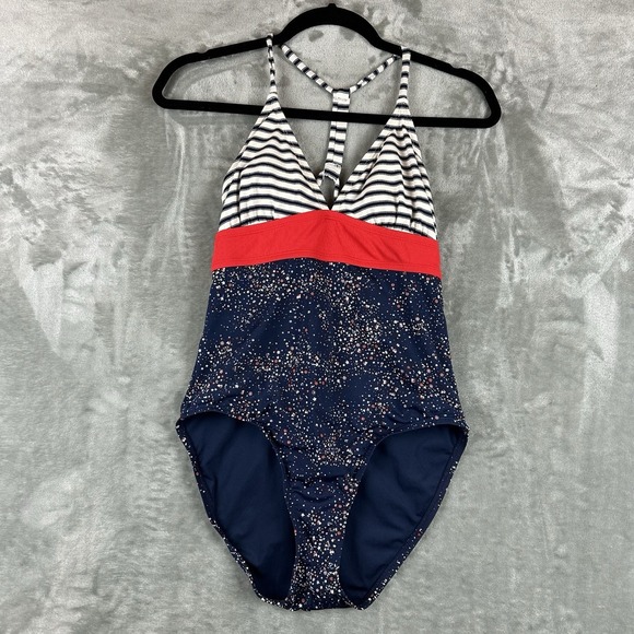 Carve Designs Other - Carve Designs Women's L Red White Blue Dahlia One Piece Stripes Stars Speckles
